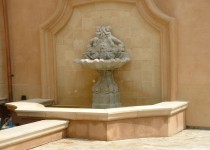 Material: Stone Fountain & Tiles; Precast Cap & Trim